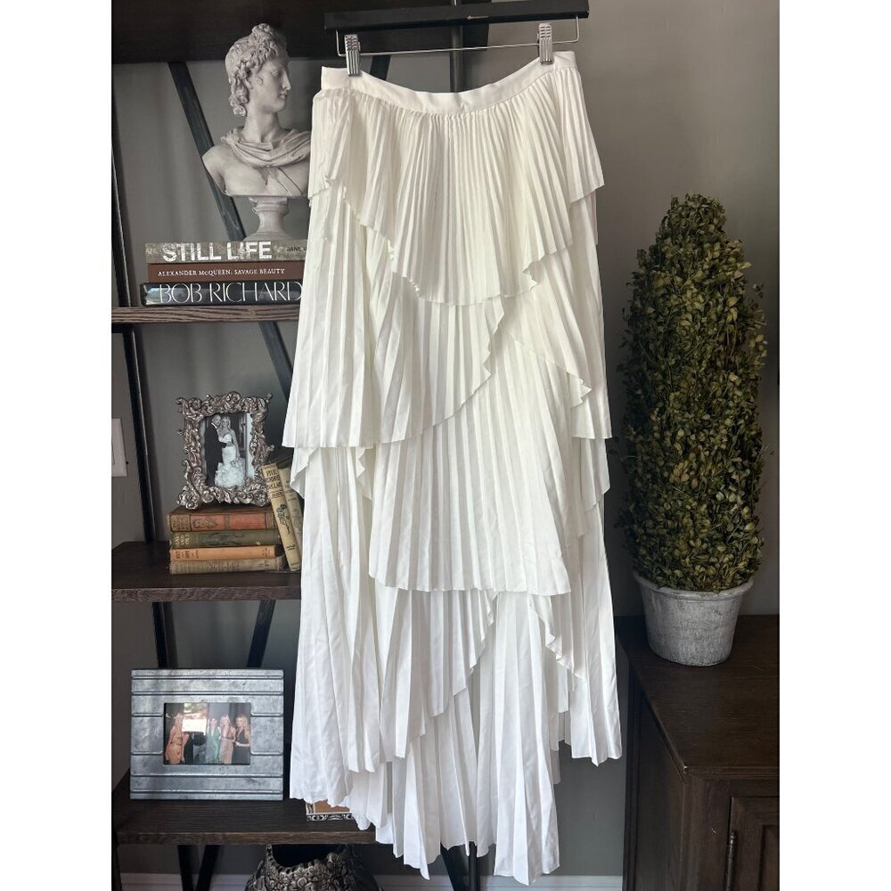 AMUR Ophelia Pleated Taffeta Maxi Skirt White Womens Size 8 - Picture 6 of 12